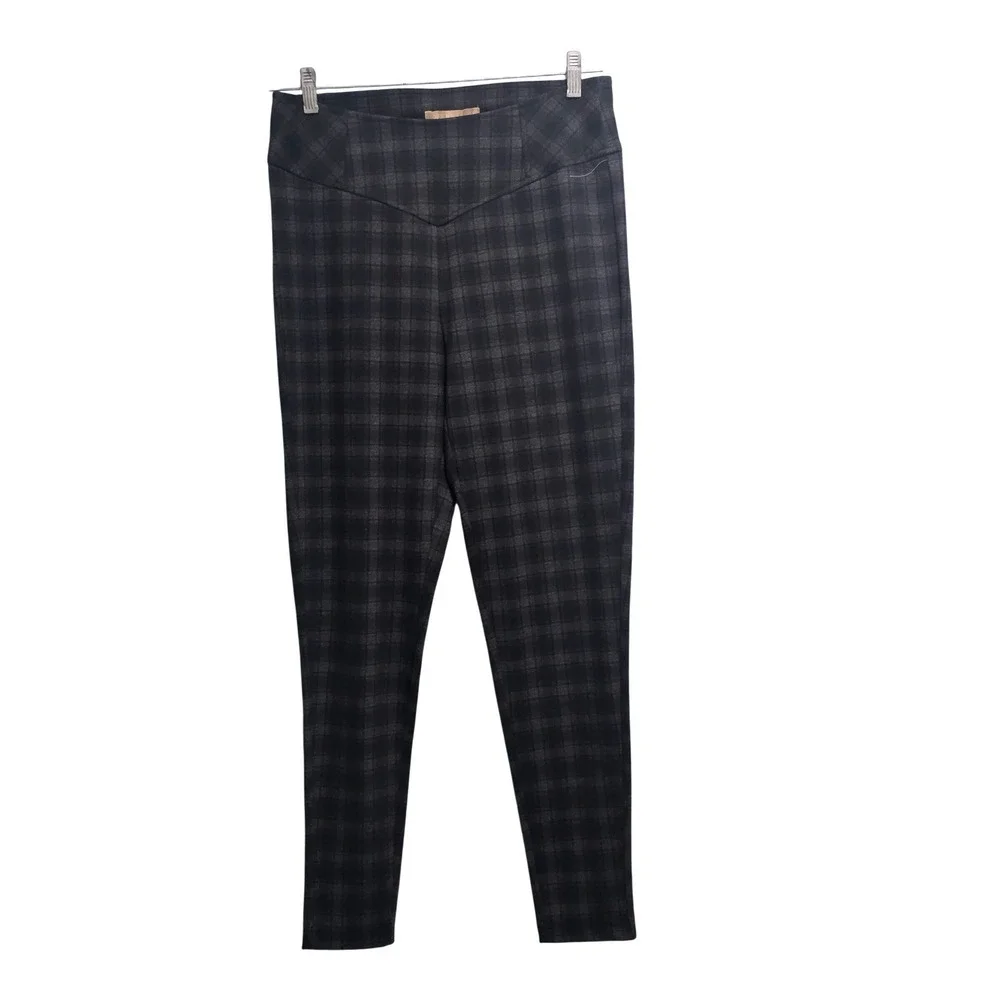 Hope & Harlow‎ Womens Gray Black Plaid Skinny Pull On Pants Career Size M
